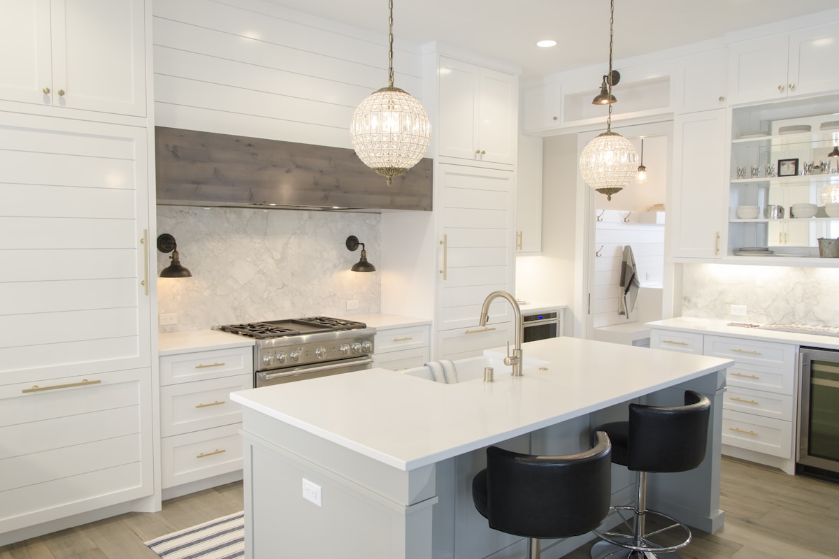 Organized kitchen with labeled containers and neat shelving