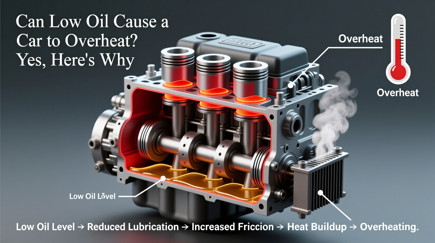 can low oil cause a car to overheat