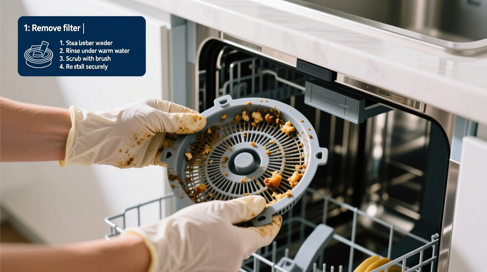 how to clean dishwasher filter
