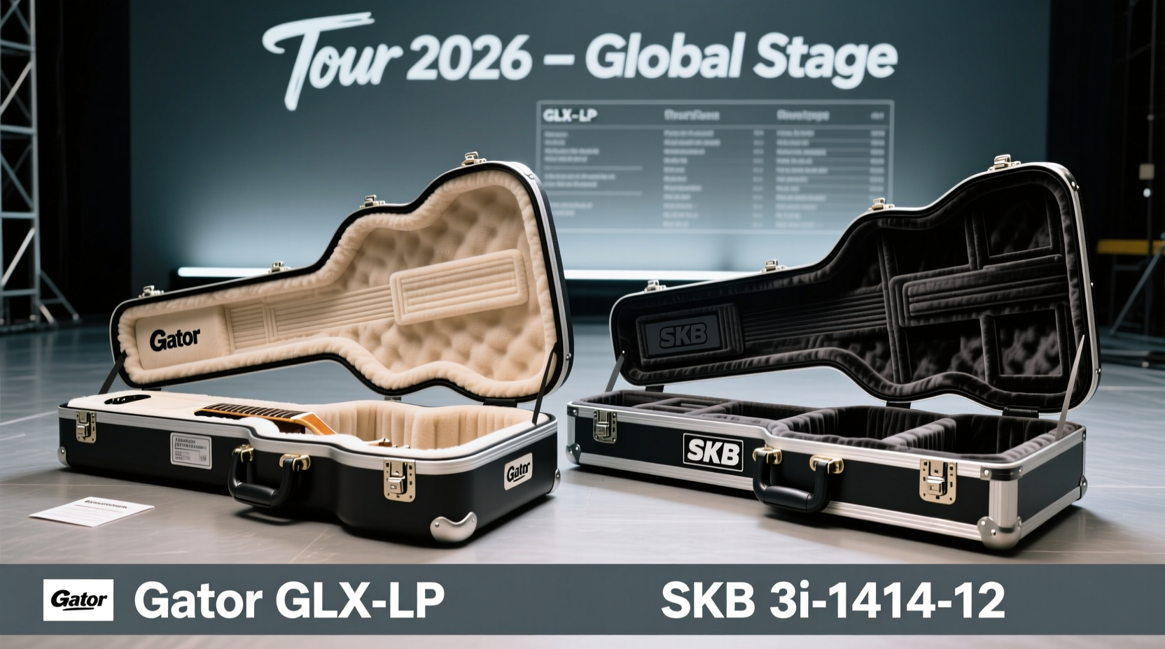 Gig-ready LP guitar case comparison: Gator GLX-LP vs. SKB 3i-1414-12 for touring musicians in 2026