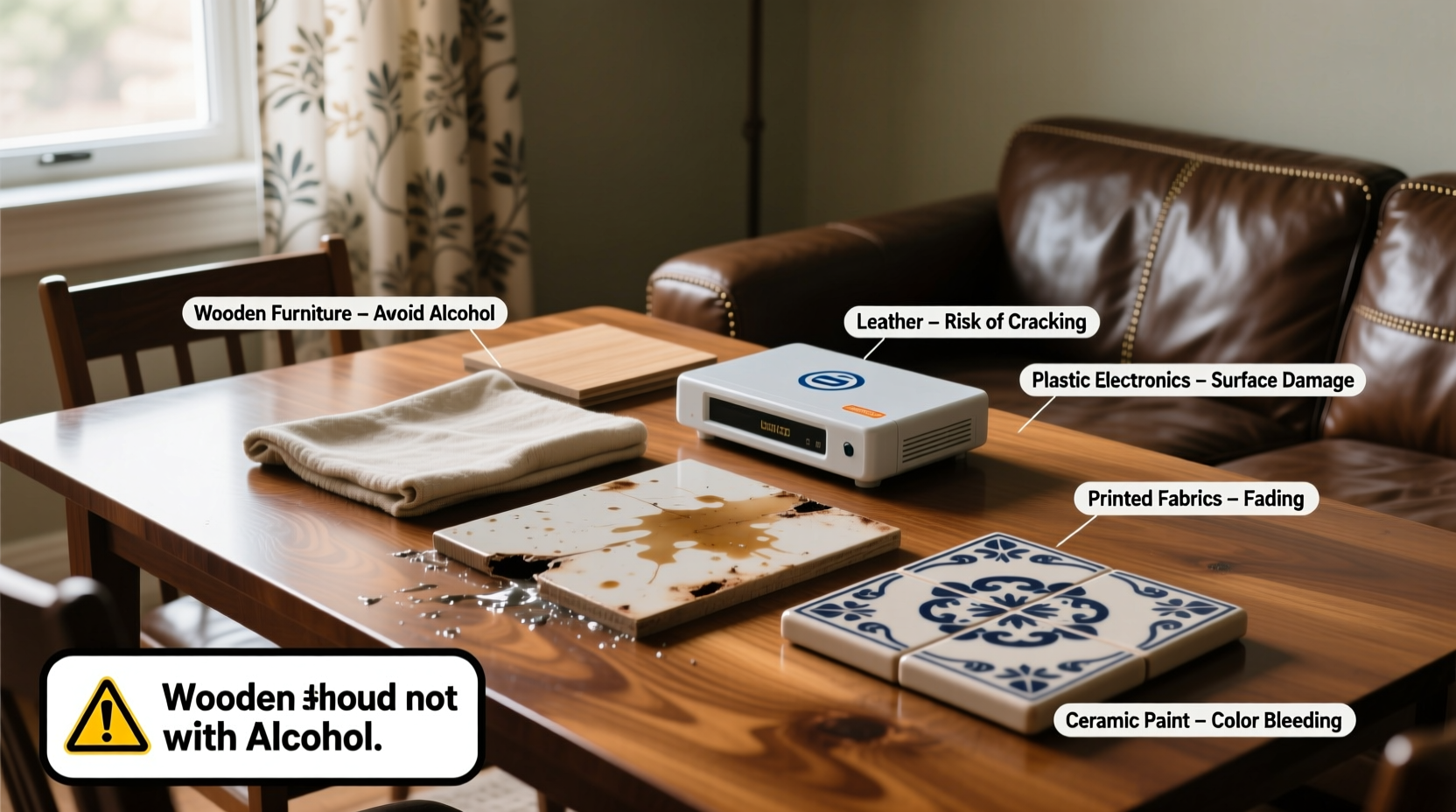 what not to clean with alcohol