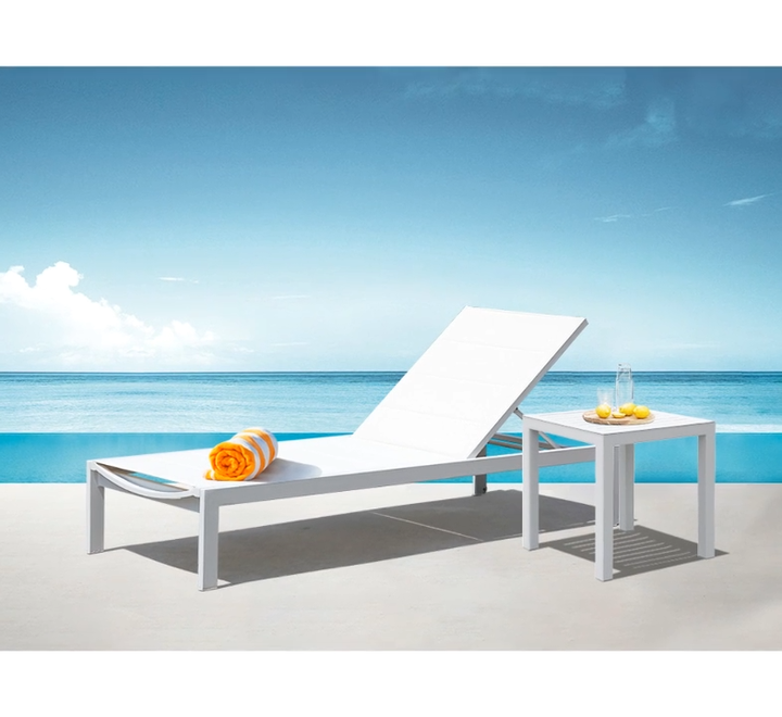 JE4090 Double Aluminum Outdoor Chaise Lounge Set Adjustable Pool