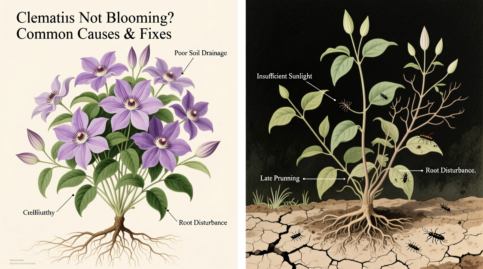 clematis not blooming common causes how to fix it