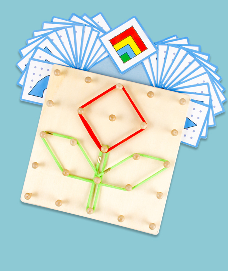 Wholesale Custom Montessori Wooden Geometric Creative Nail Board Hot Selling Develop Kids Hand-eye Coordination Educational Toys
