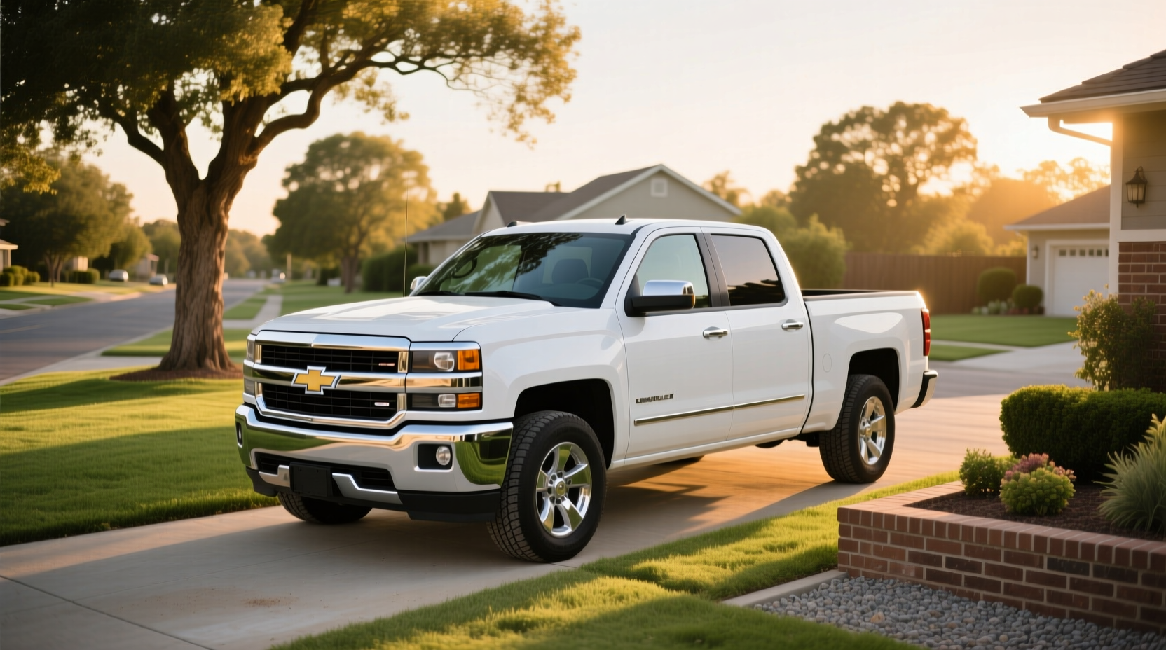 White Chevrolet Silverado pickup truck parked outdoors