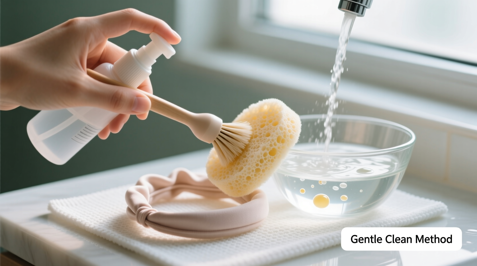 effective and gentle methods to clean a sponge hairband without causing damage