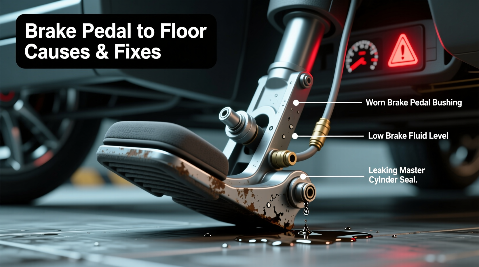 brake pedal to the floor causes and what to do