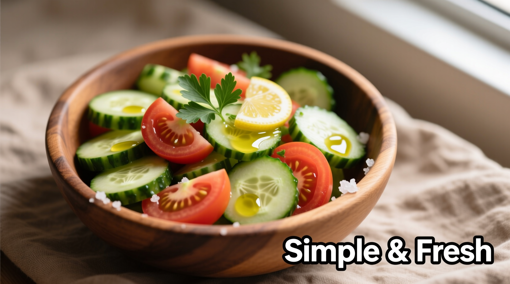 Fresh cucumber tomato salad with simple dressing