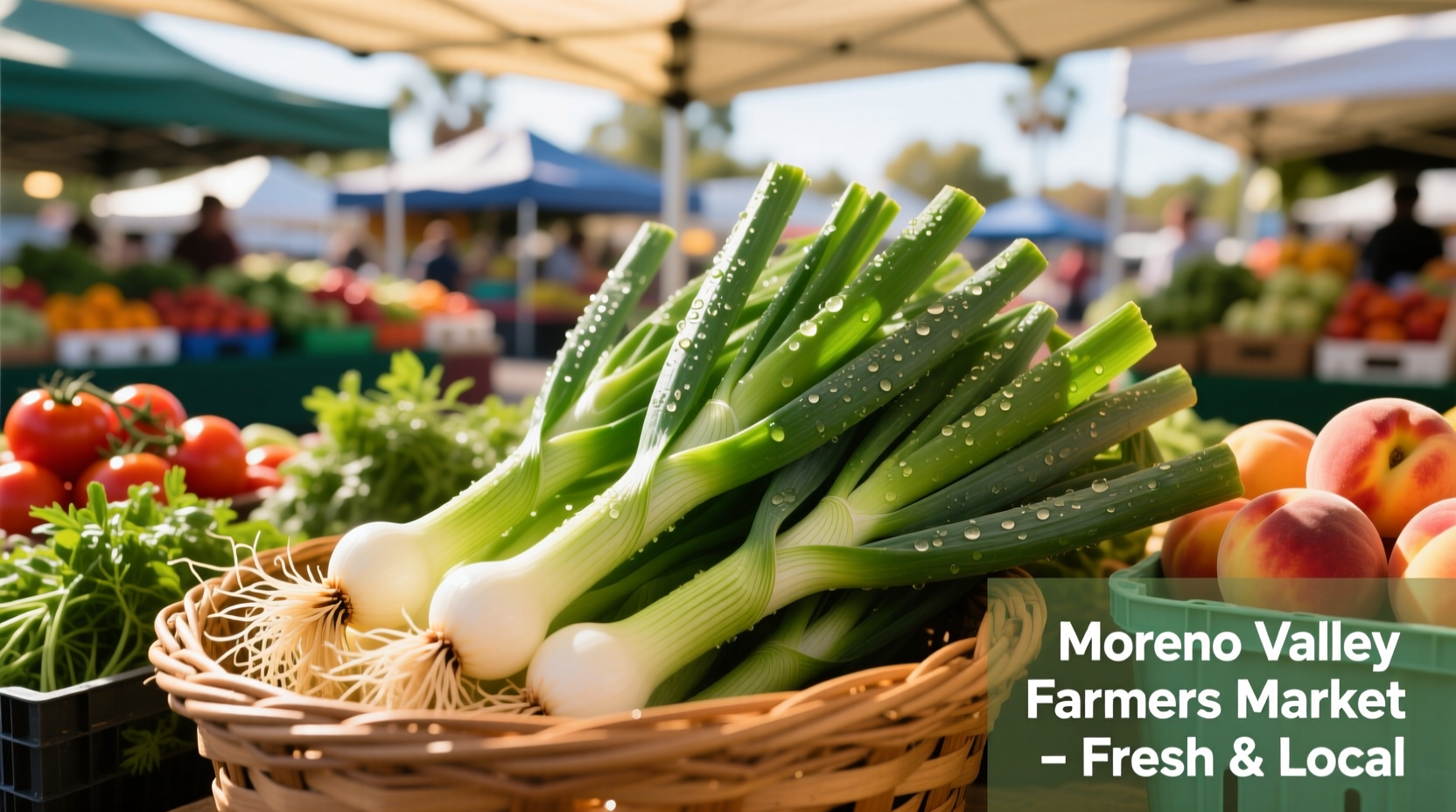 Fresh green onions at Moreno Valley farmers market