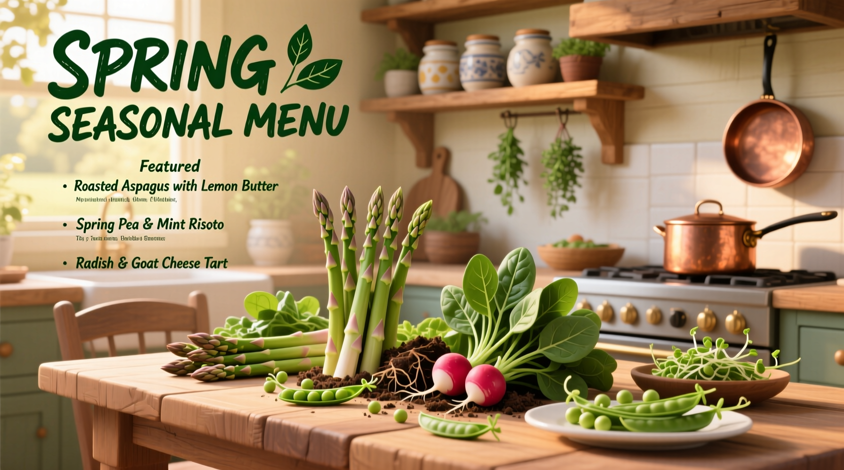 Green Tomato Grill seasonal menu featuring spring dishes