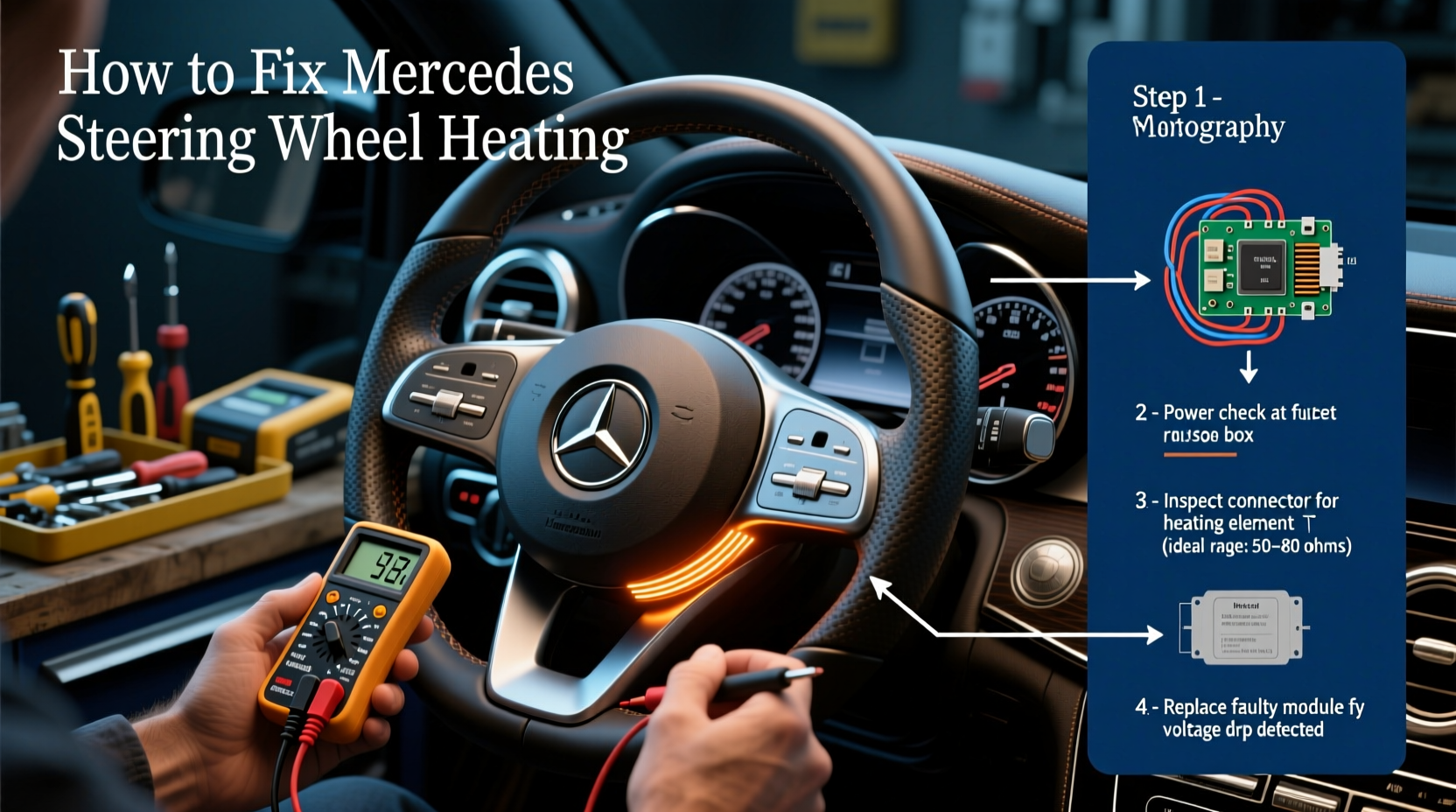 mercedes steering wheel heating fix