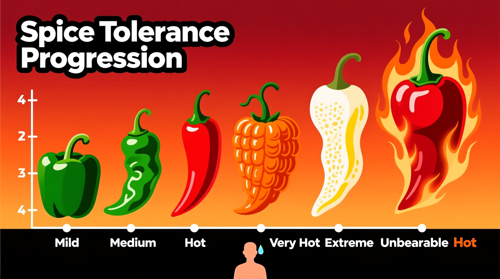 Spice tolerance progression chart with peppers