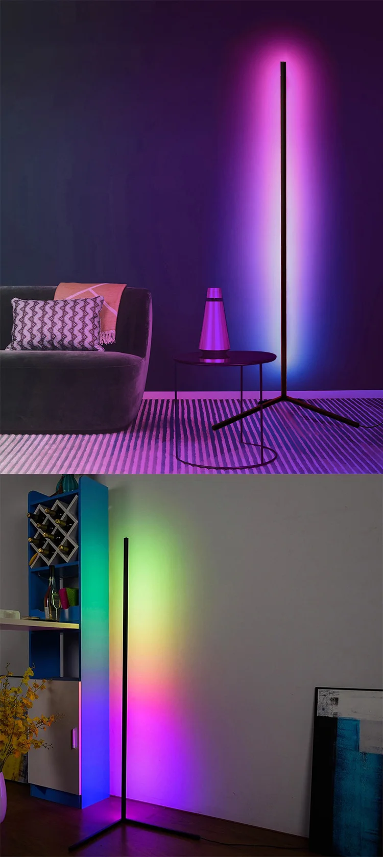 Dropshipping Nordic Modern Decorative 140cm Remote Controlled LED Light RGB Tripod Corner Floor Lamp For Living Room