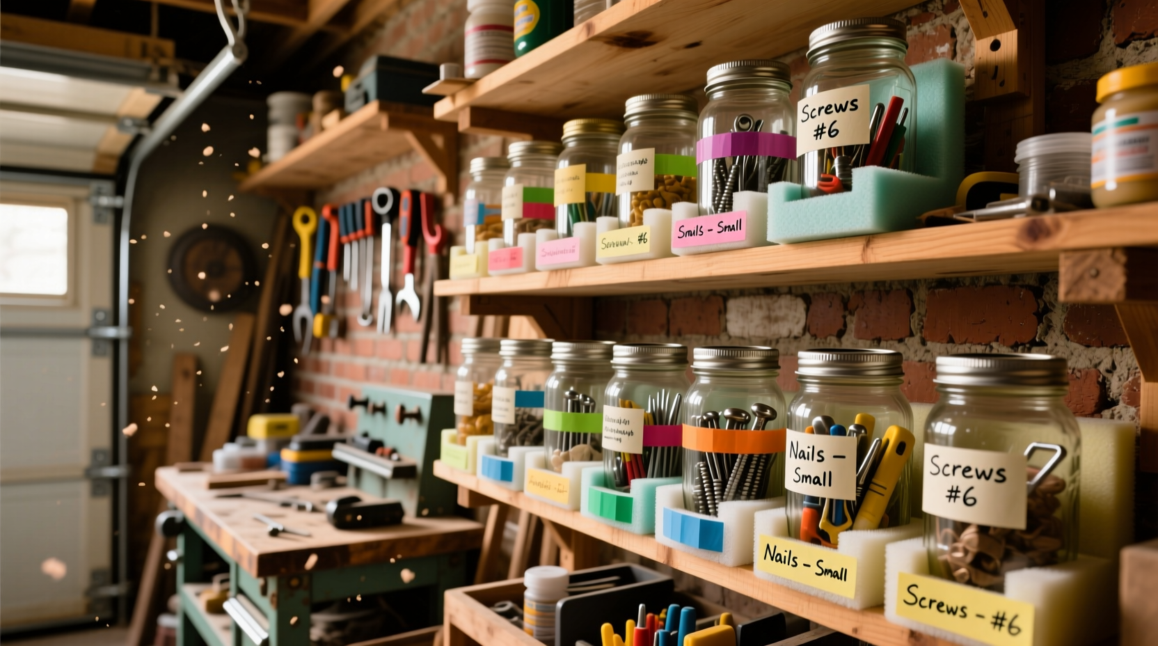 macgyver tip organize the garage with baby food jars