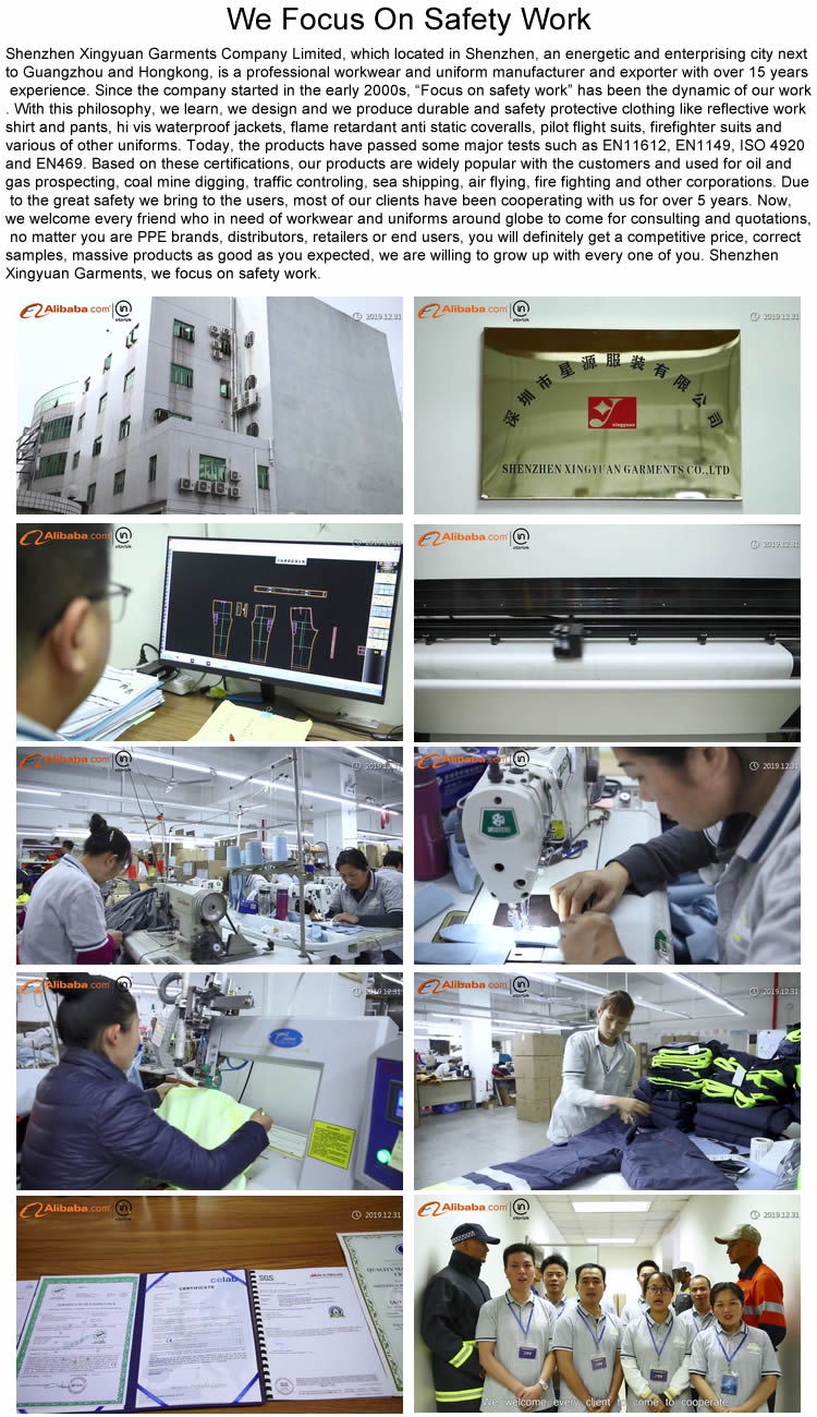 Factory Supply NFPA 2112 EN 11612 Flame Resistant FRC FR Fire Retardant Coverall