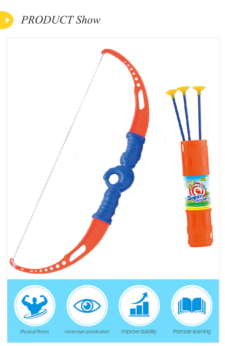 Plastic outdoor shooting play toy sport bow and arrow kids