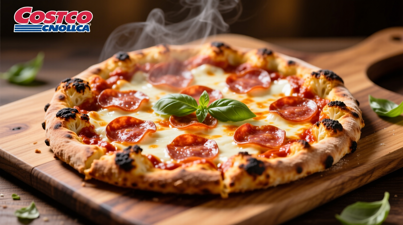 Costco cauliflower crust pizza on baking sheet