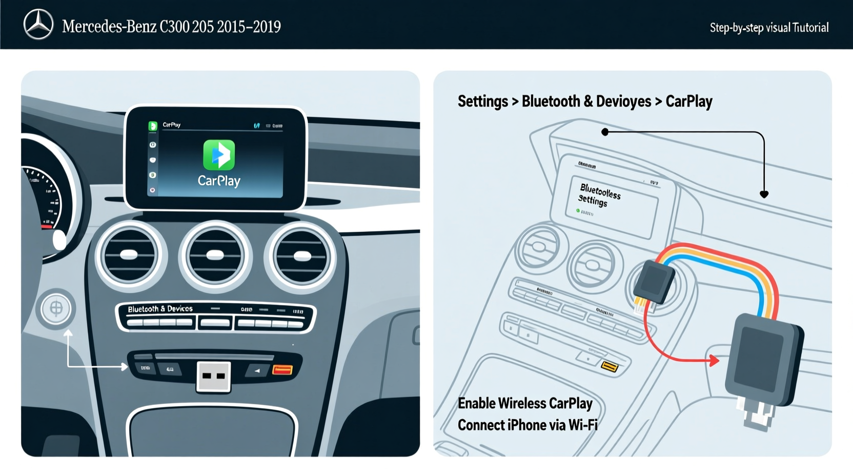 c300 w205 wireless carplay install