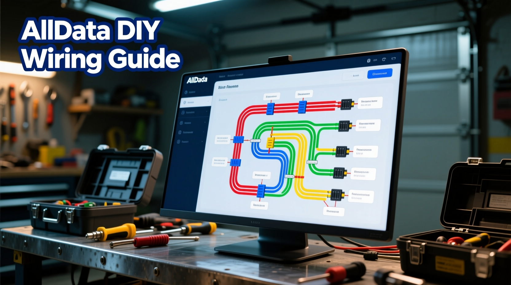 AllData DIY interface showing color-coded wiring diagram