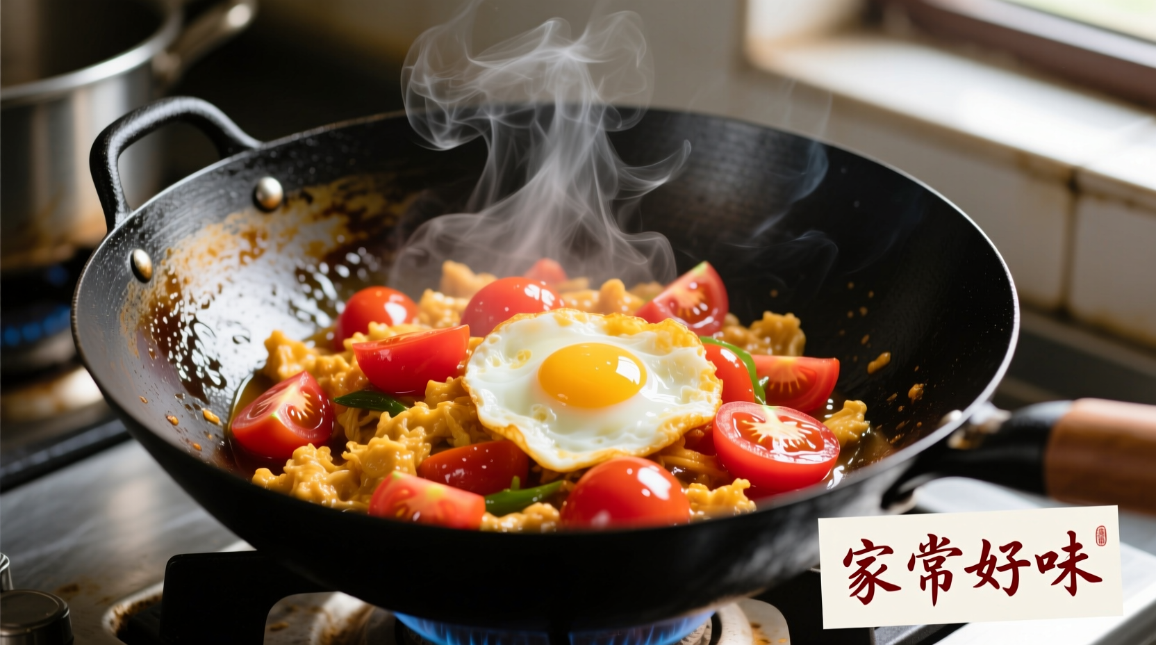 Perfect Chinese tomato and egg stir-fry in wok