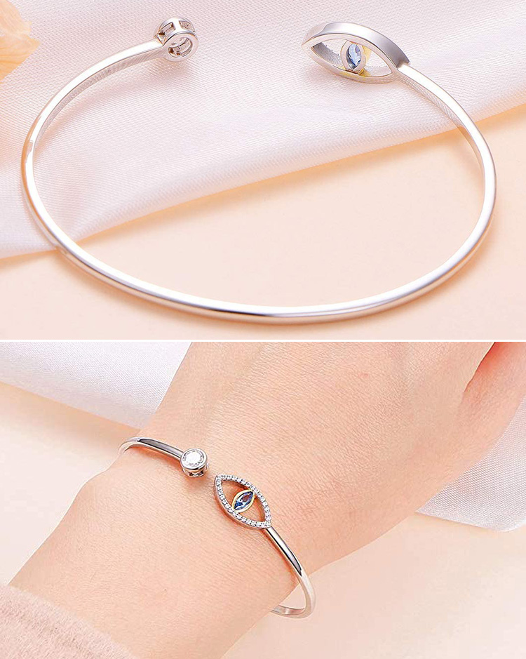 2021 Moda Cristal Azul Ovil Ole Pulsera Joyería Mujeres Custom 925 Sterling Silver Brazalets Brazaletes
