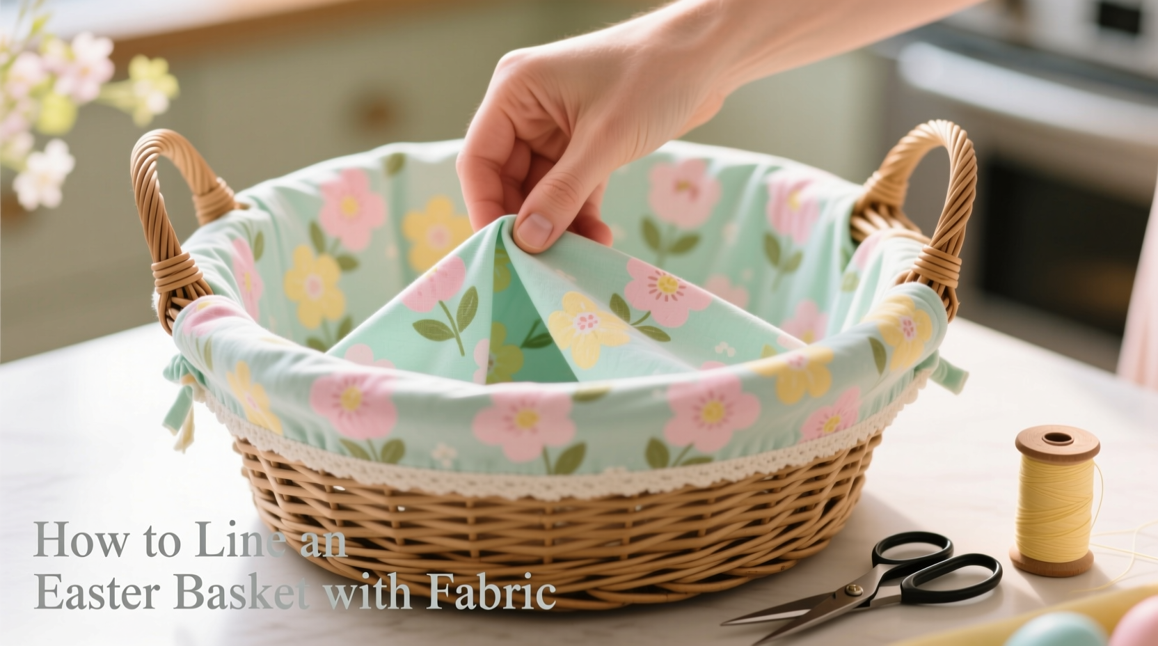 how to line an easter basket with fabric