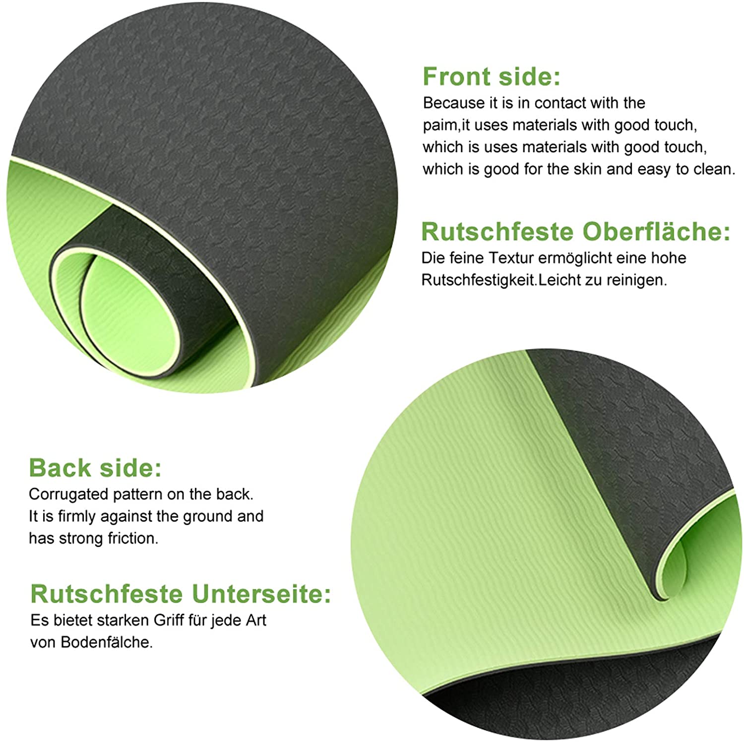 Luming YM-023 Eco freundliches TPE-Yoga Mat Non-Slip Workout Mat für Yoga, Pilates und Übungen mit tragendem Bügel