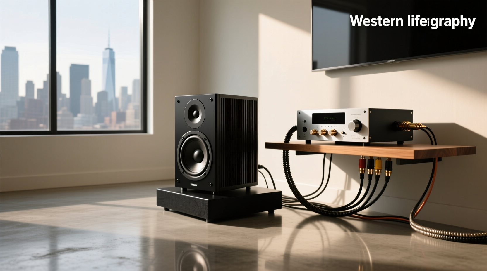 Wiring diagram for subwoofer and amp showing positive and negative terminals, power and ground connections