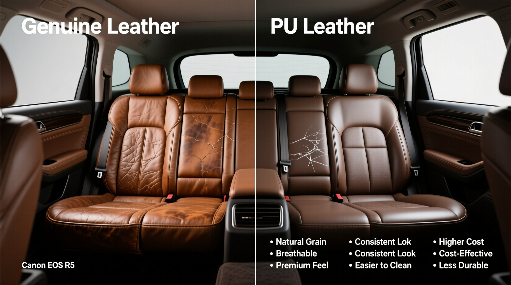 genuine vs pu leather 7 seater