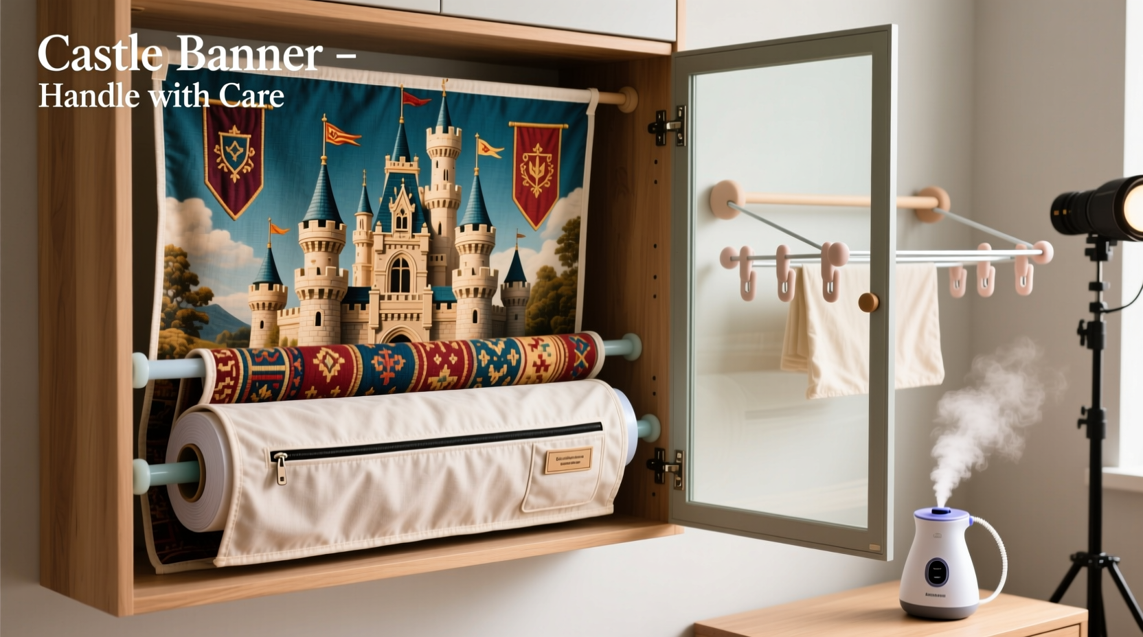 creative and practical ways to store and maintain your photography background cloth castle banner