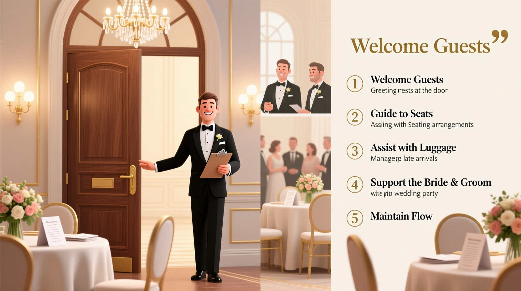 what does an usher do in a wedding