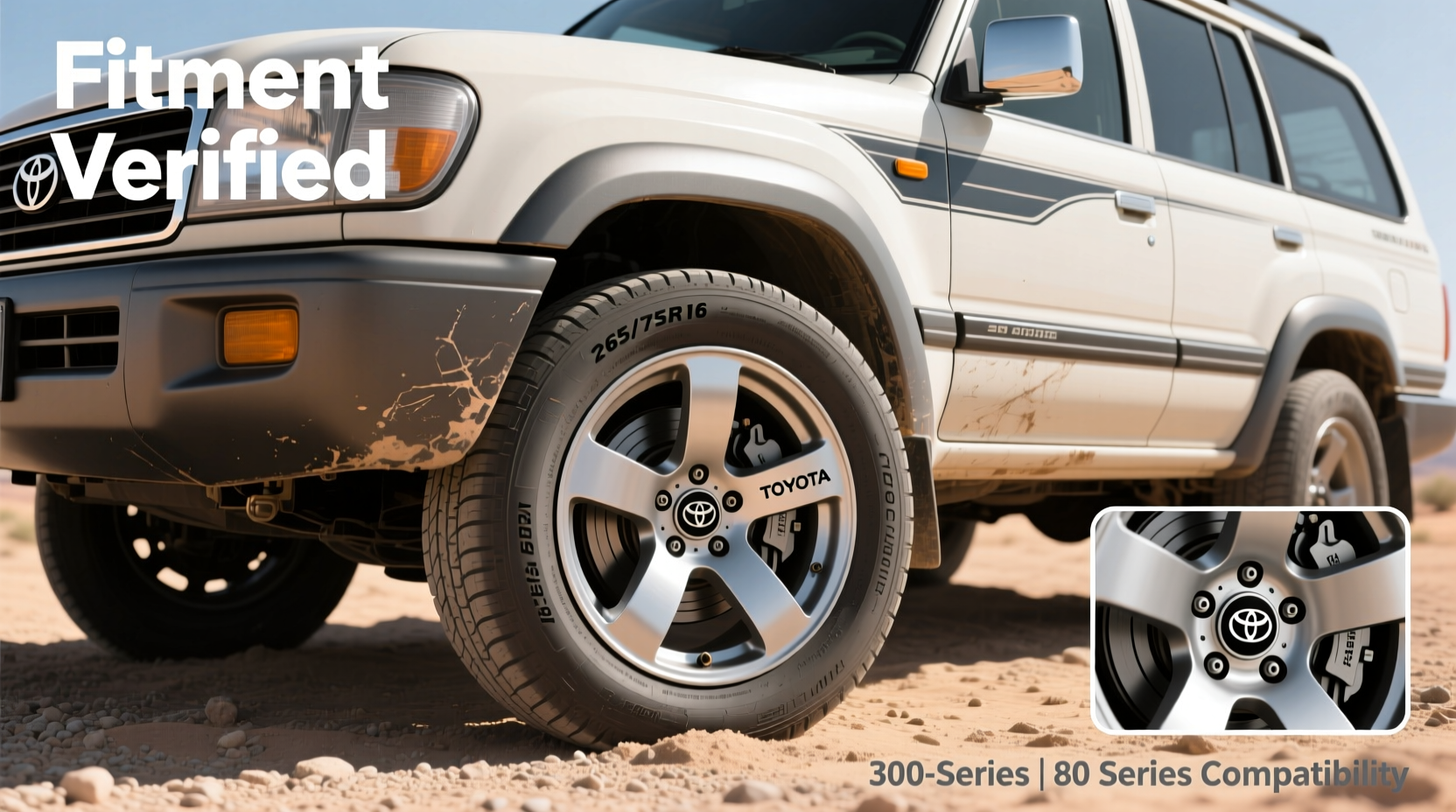 300 wheel install 80 series off road