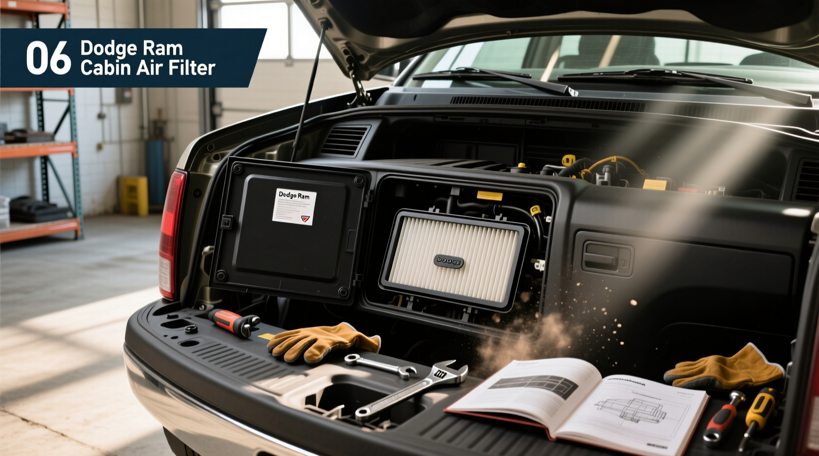 2006 ram 1500 cabin air filter location replacement