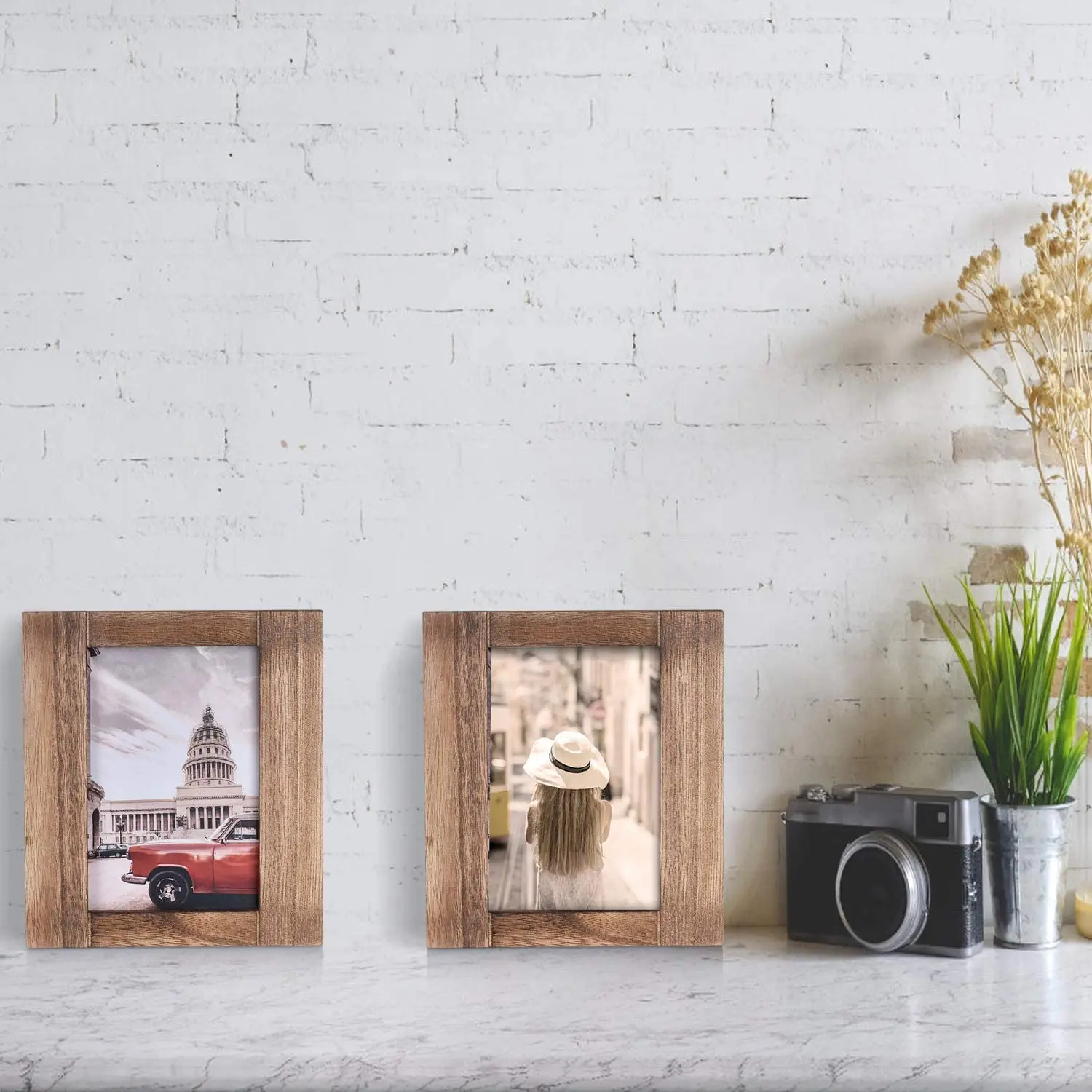 4x6 Picture Frames Widened Photo Frames for Tabletop or Wall Mount Solid Wood and High Definition Glass Pack of 2 Carbonized