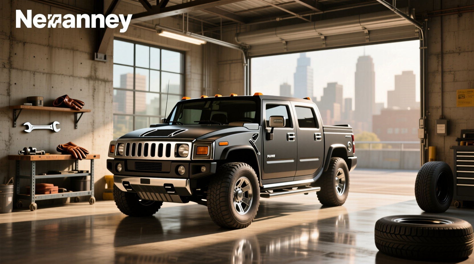 2004 Hummer H2 pickup truck (SUT) on paved road