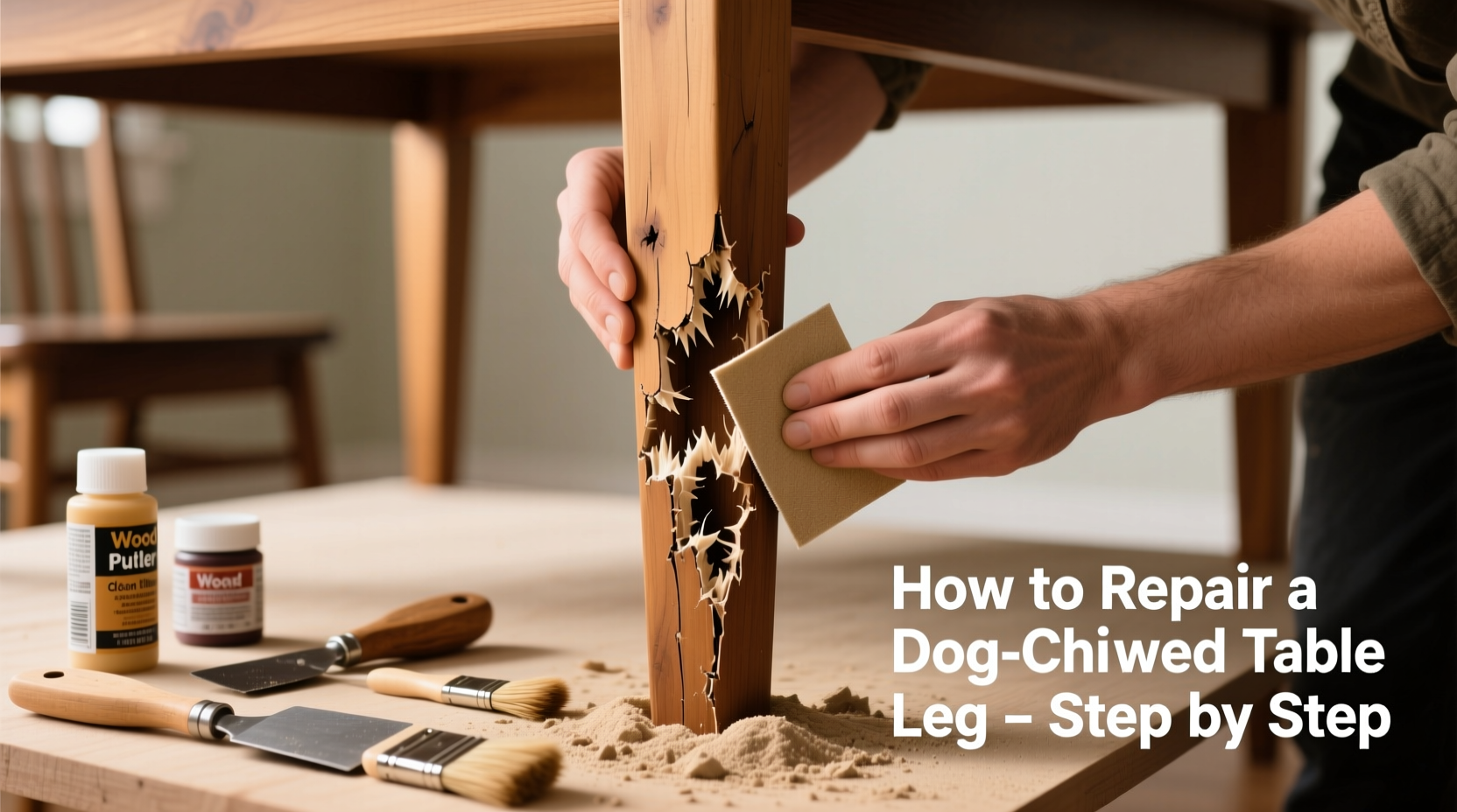 how to easily restore a dog chewed table leg step by step repair guide for pet owners