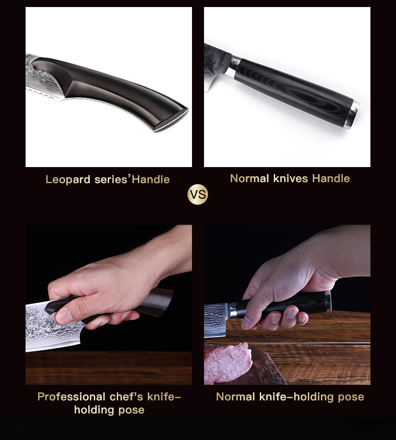 Findking 8" inches Bread Knife cheetah Damascus Japanese VG10 Steel Sharp Blade Strong Hardness Kitchen Bread Knives