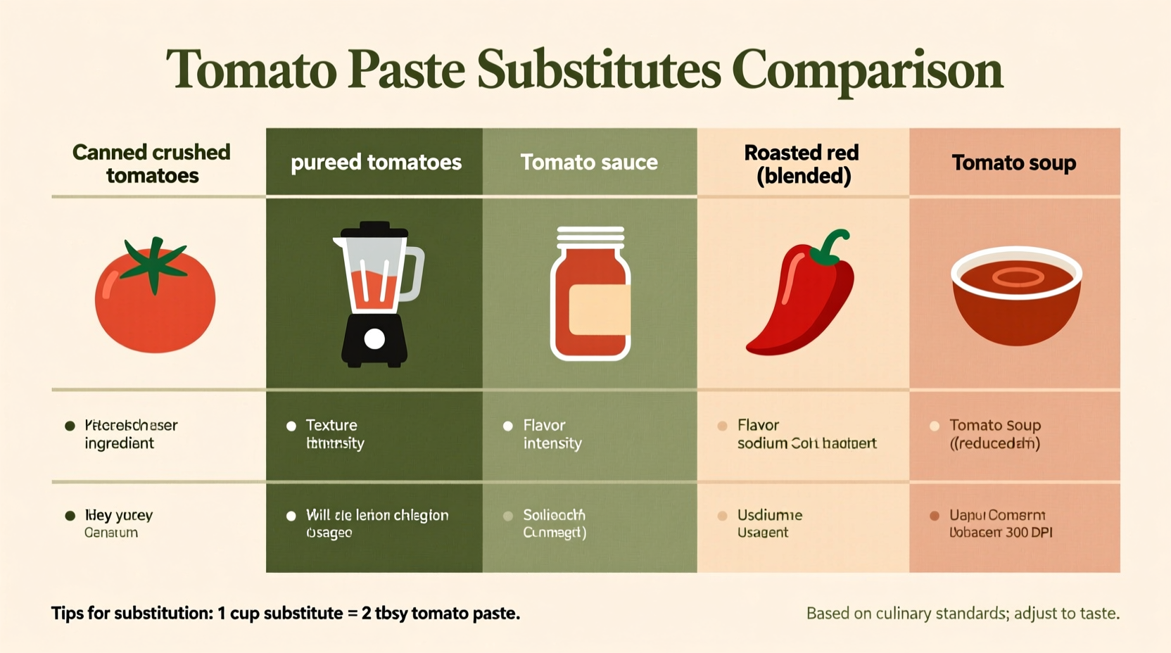 Tomato paste substitutes comparison chart