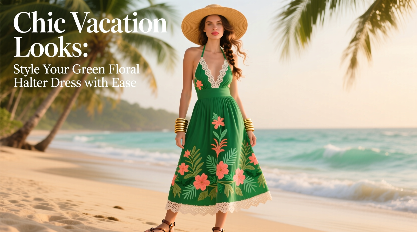 chic vacation looks expert tips to style your green floral halter dress with ease