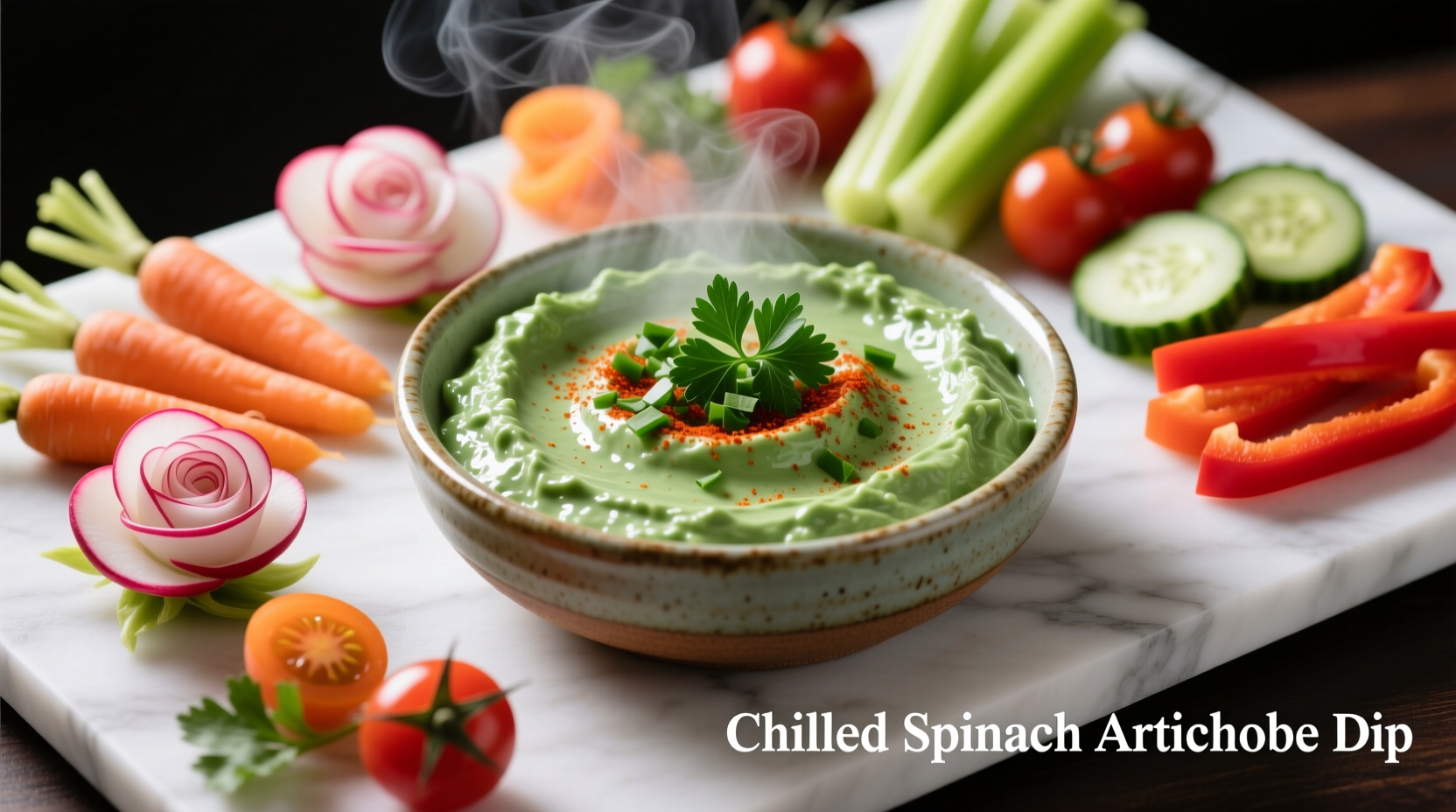 Chilled spinach artichoke dip with vegetable crudités