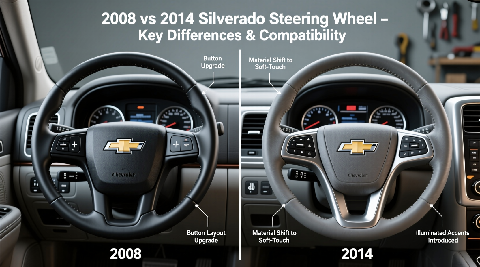 2008 vs 2014 silverado steering wheel