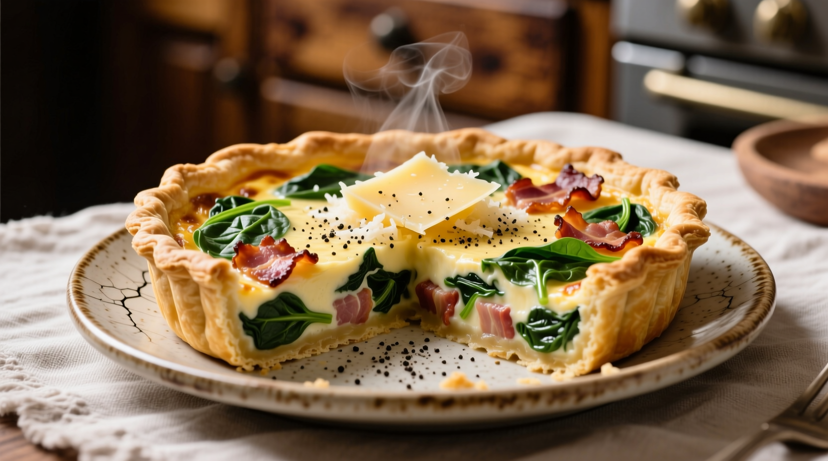 Perfect Quiche Lorraine with Spinach and Bacon Recipe