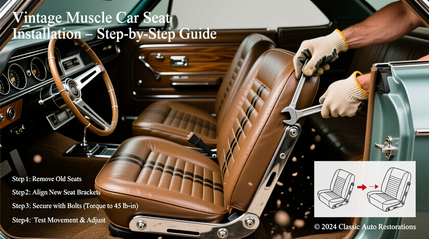 vintage muscle car seat install
