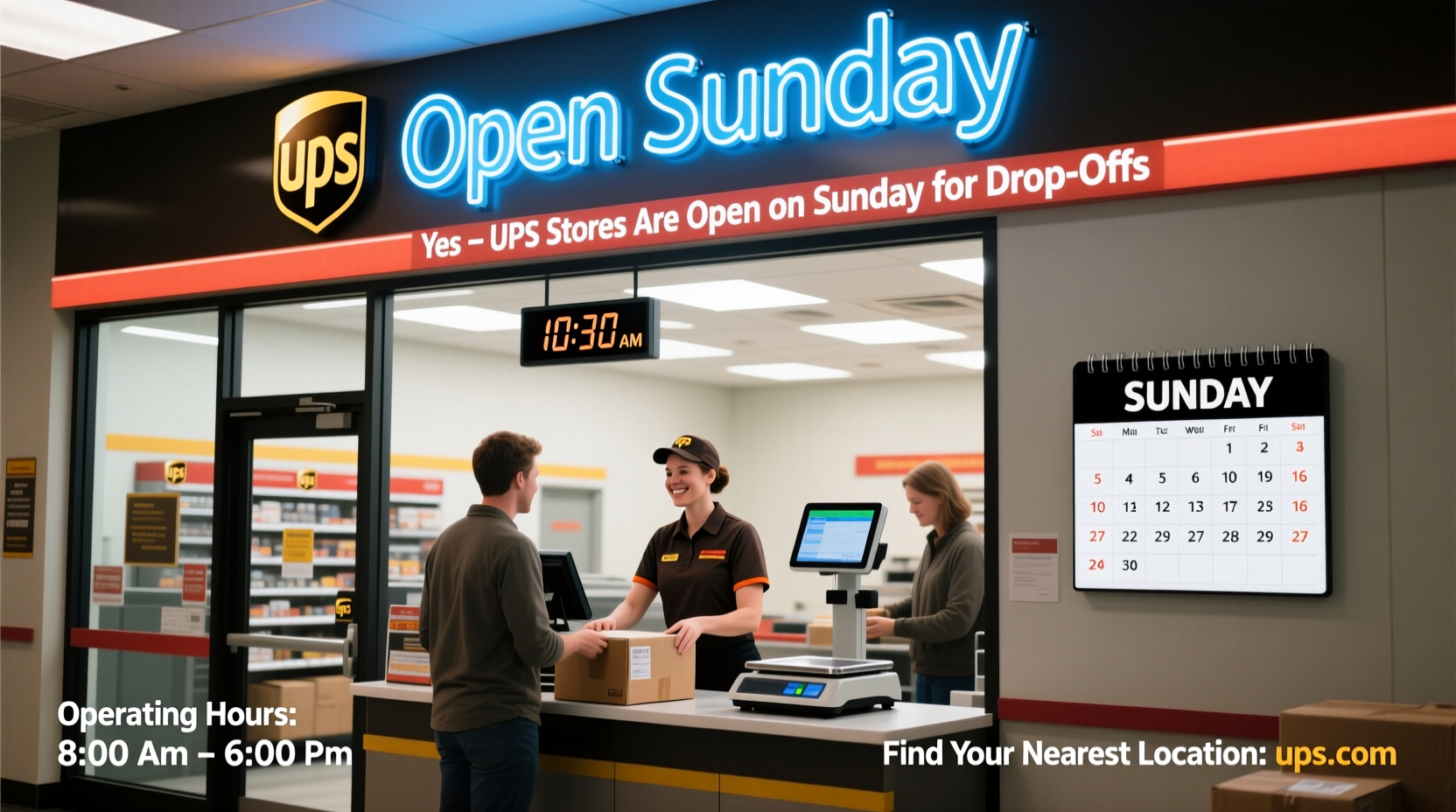 is ups open on sunday for drop off