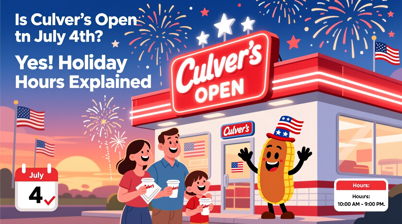 is culvers open on july 4th