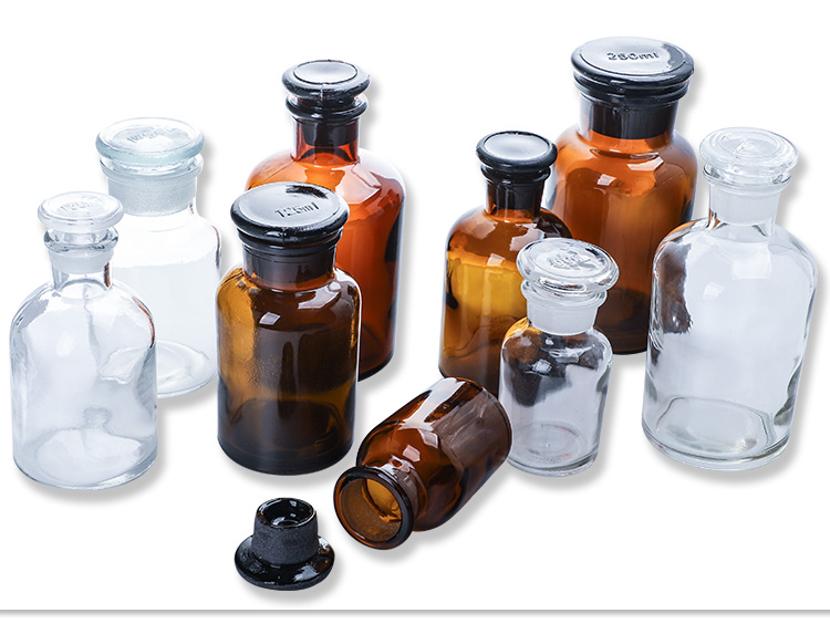 Factory supply 500ml anti-corrosion medical wide mouth amber reagent bottle used for storage