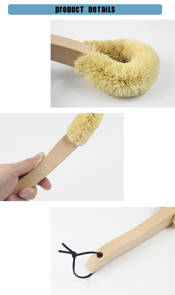 Wooden Coconut Cleaning Brush For Cups Decanters Bottles