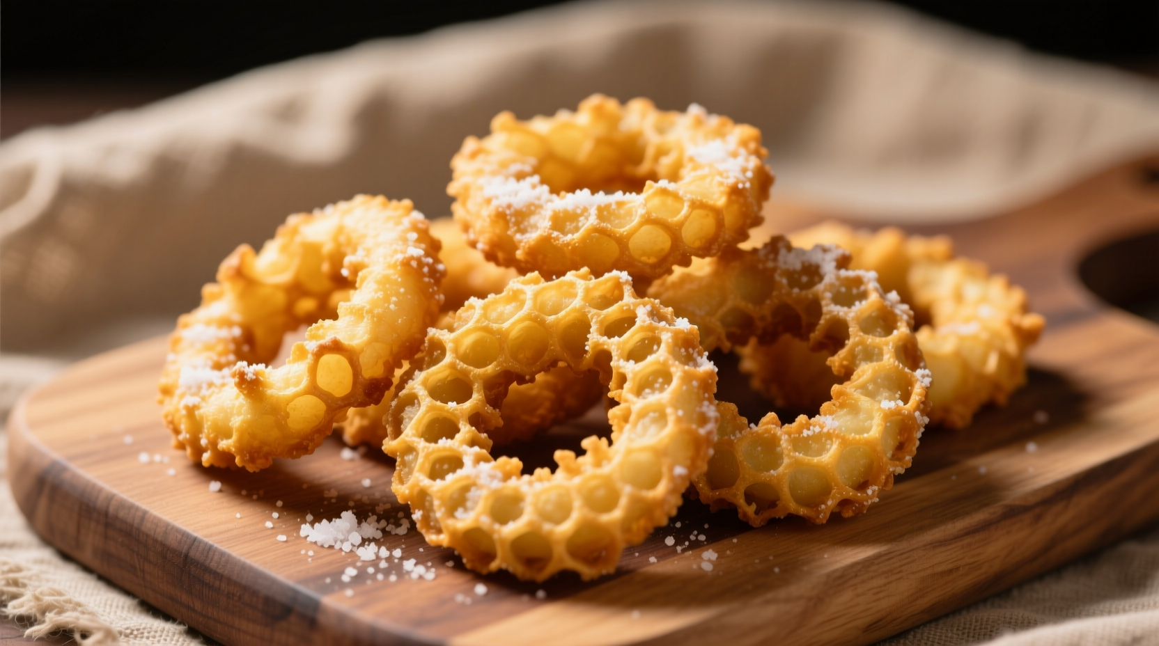 Perfectly golden air fried frozen onion rings