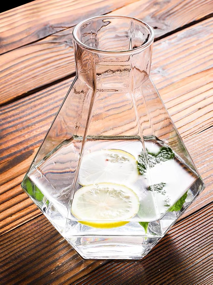 Support Drop Shipping Crystal Glass Water Pitcher Carafe Jug Set with Ball Wooden Lid and Cups Set