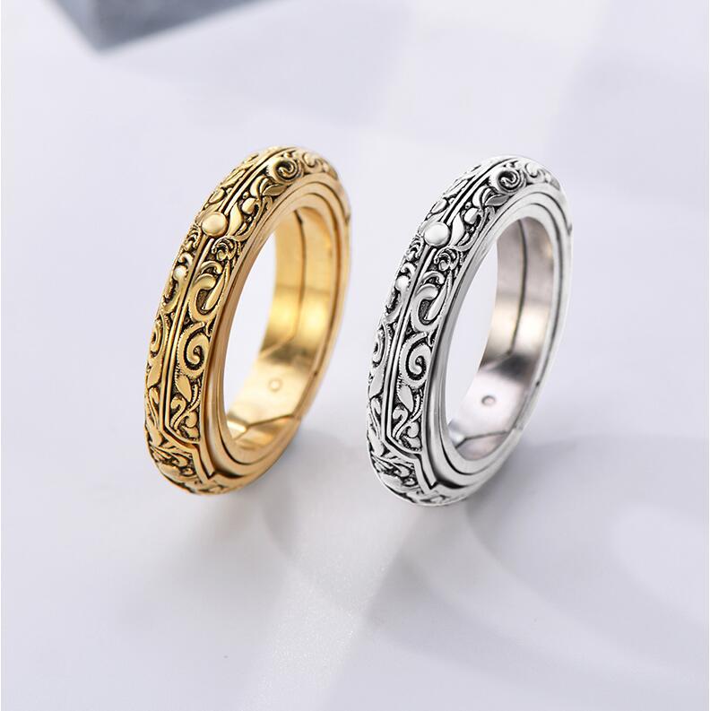Fashion Astronomy Ball Retro Letters Sphere Reversible Deformed Globe Necklace ring